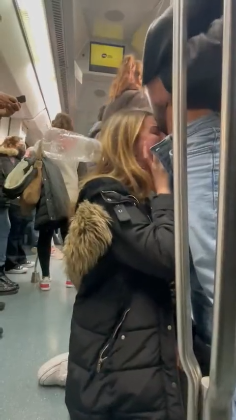 blonde sucks cock on packed subway train